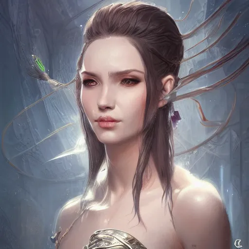 Image similar to a portrait of grace as a sorceress, urban motifs, intricate, elegant, highly detailed, digital painting, trending on artstation, concept art, smooth sharp focus, illustration, art by artgerm and greg rutkowski