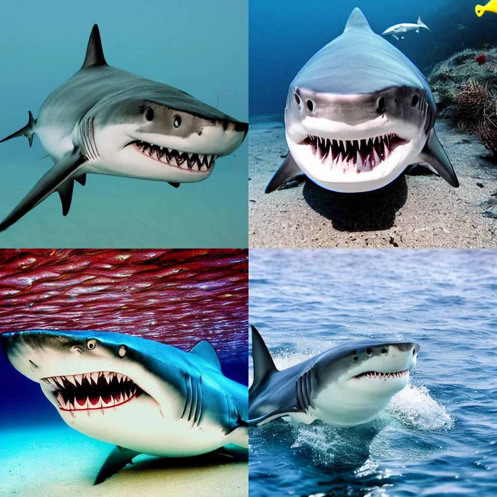 Prompt: very detailed shark on color photograph