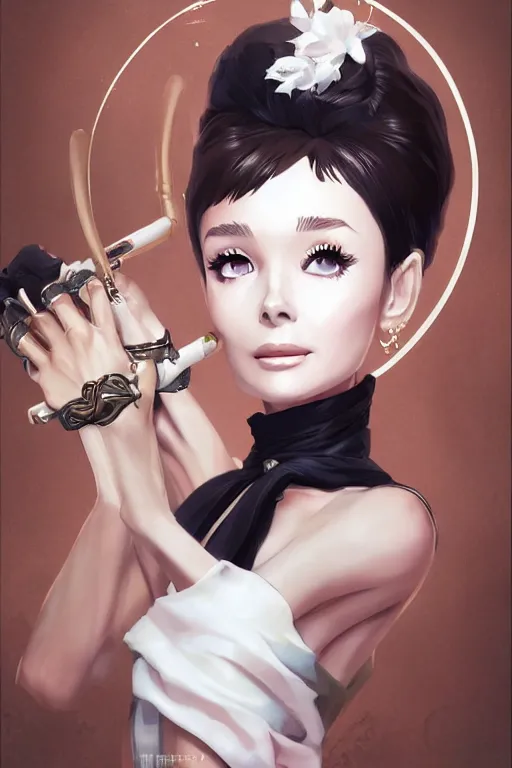 Prompt: Audrey Hepburn in a blade and soul spinoff artbook rendered by the artist Hyung tae Kim , trending on Artstation by Hyung tae Kim, artbook, Taran Fiddler