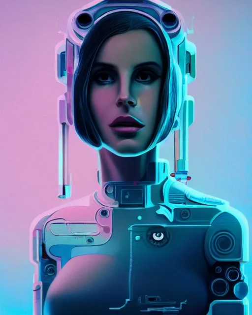 Image similar to portrait of lana del rey as a cyborg. intricate abstract. intricate artwork. by tooth wu, wlop, beeple, dan mumford. concept art, octane render, trending on artstation, greg rutkowski very coherent symmetrical artwork. cinematic, key art, hyper realism, high detail, octane render, 8 k, iridescent accents