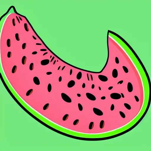 Image similar to Digital cartoon drawing of a kawaii Watermelon Slice, High quality, cel shading, thick line-art