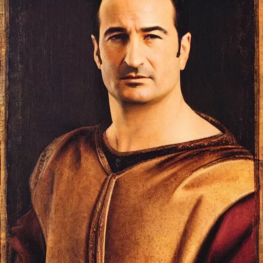 Prompt: Jean Dujardin portrait in Renaissance armor, detailed, cinematic light, art by Leonardo da Vinci