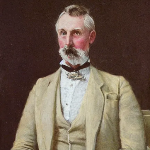 Image similar to portrait of an edwardian inventor, painted by charles edward halle