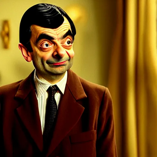Image similar to mr. bean as louis de finesse. movie still. cinematic lighting.