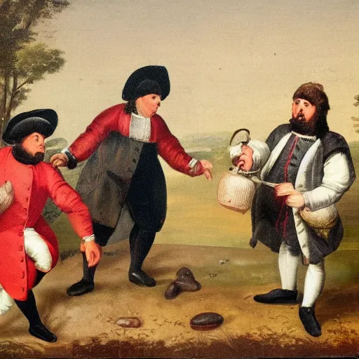 Image similar to me and the boys at 3 am looking for beans, 1 8 th century painting