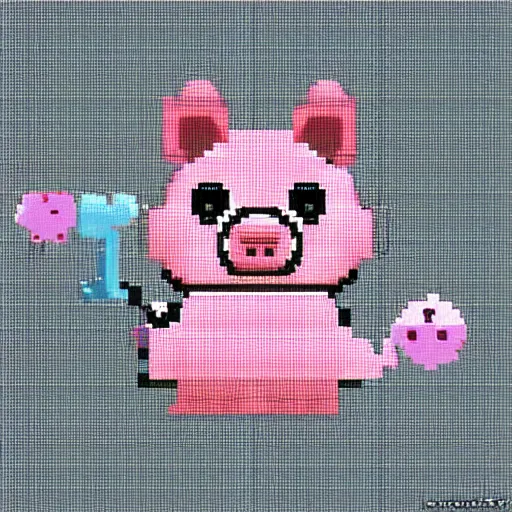 Image similar to cute adorable pig pixel art, trending on artstation, deviantart, pixiv