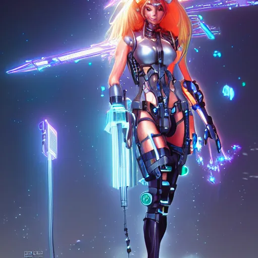 Prompt: magik from x - men like a cyborg girl by hajime sorayama and league of legends concept artists, cyberpunk, neon rain forest, concept art, octane render, artstation, high quality h 6 4 0