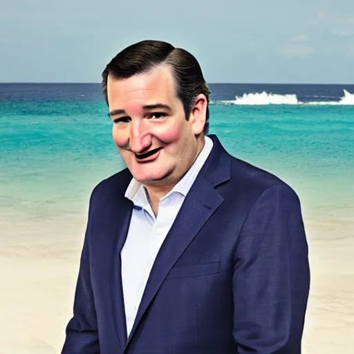 Image similar to Ted Cruz stars in a tourism commercial for Cancun