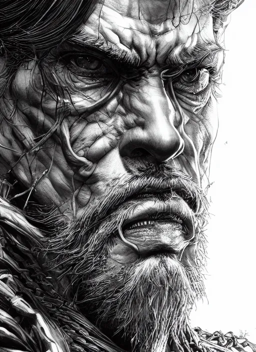 Image similar to close up portrait of dread, powerful, domineering, stoic, masterful, intense, ultrafine hyperdetailed illustration by kim jung gi, irakli nadar, intricate linework, sharp focus, octopath traveler, yoji shinkawa, highly rendered, detailed, concept art