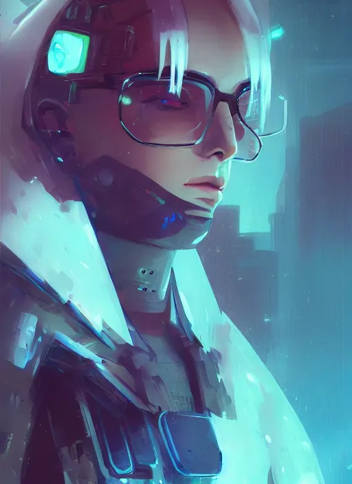 Image similar to concept art close up pourpre cyberpunk character, by shinji aramaki, by christopher balaskas, by krenz cushart