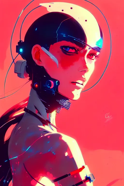 Image similar to a ultradetailed beautiful panting of a stylish cyborg girl, by conrad roset, greg rutkowski and makoto shinkai, trending on artstation