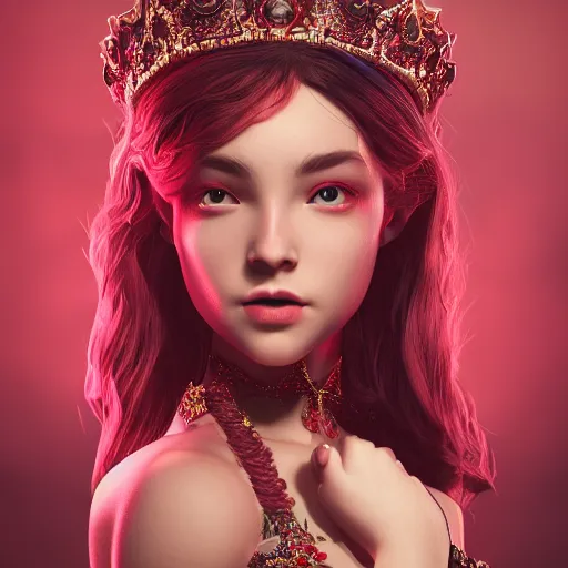 Image similar to portrait of wonderful princess of ruby with fair skin, ornate 8 k gorgeous intricate detailed, accent lighting, dramatic cinematic lighting, octane render