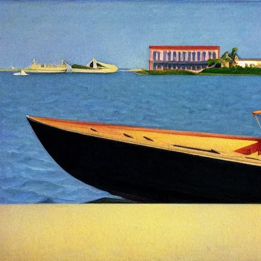 Prompt: Riva Boat by Edward Hopper