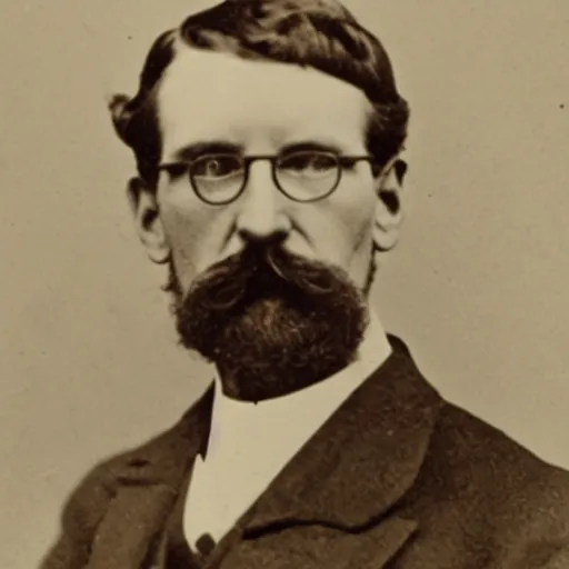 Image similar to victorian era photograph of gordon freeman with a headcrab on his head