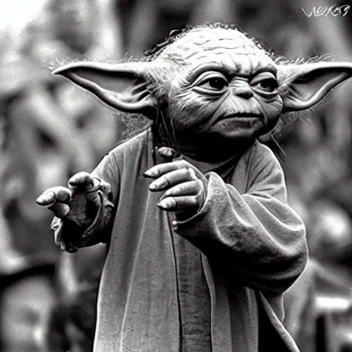 Image similar to yoda performing at woodstock