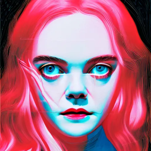 Image similar to Elle Fanning in The Neon Demon picture by Sachin Teng, asymmetrical, dark vibes, Realistic Painting , Organic painting, Matte Painting, geometric shapes, hard edges, graffiti, street art:2 by Sachin Teng:4