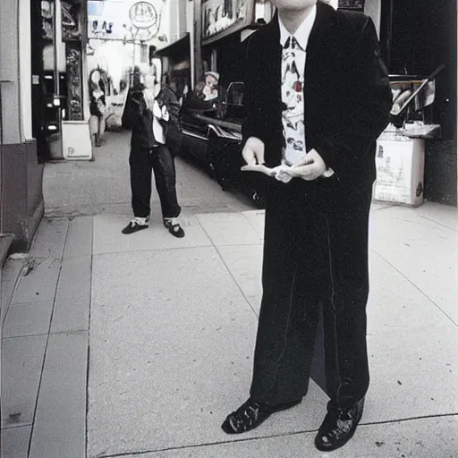 Prompt: elton john lennon in hollywood street, polaroid photo, perfect photo, photo pinterest