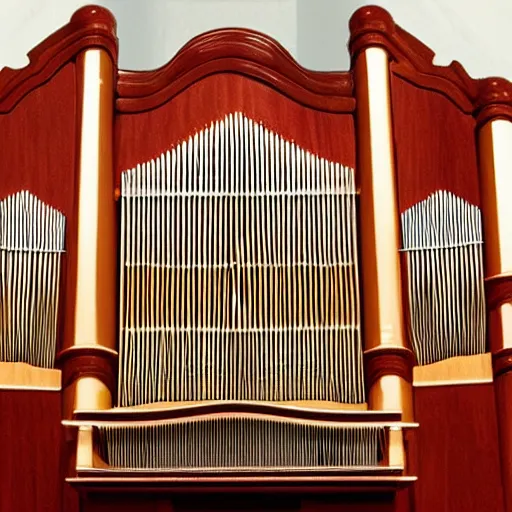 Prompt: photo of an organ with 1 0 sets of keys