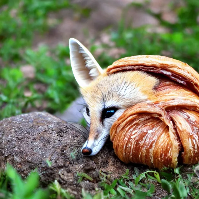 Prompt: croissant shaped like a fennec