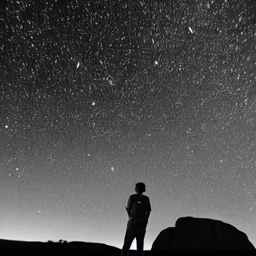 Image similar to terence mckenna, up close at uluru, smoking a cigar, stars, 4 k