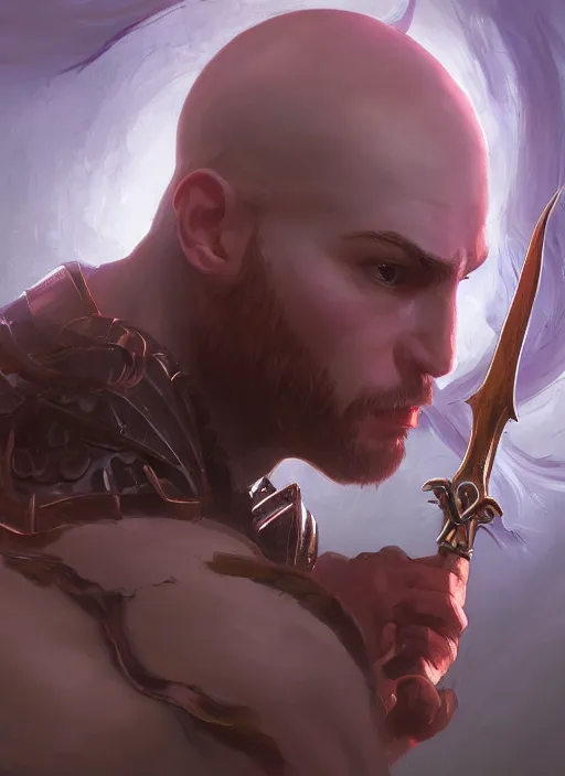 Prompt: close-up of character concept portrait of a Jim Goad conjuring a violent void multiversal peanut, a floating iridescent blade sword of chaos from God of War in the center, intricate, elegant, digital painting, concept art, smooth, sharp focus, illustration, from Metal Gear, by Ruan Jia and Mandy Jurgens and William-Adolphe Bouguereau, Artgerm