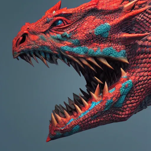 Image similar to big blue eye of ancient red dragon, close-up, high detail 3d model, Octane render, octane, 4k