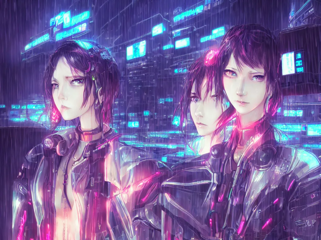 Image similar to portrait anime visual futuristic female cyber airforce, on cyberpunk neon light tokyo rainy rooftop, ssci - fi and fantasy, intricate and very beautiful, human structure, concept art, sharp focus, anime illustration by luxearte, frostine engine