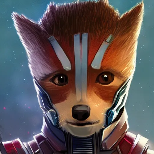 Image similar to rocket from guardians of the galaxy, portrait, digital painting, artstation
