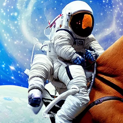 Image similar to astronaut riding a horse in space