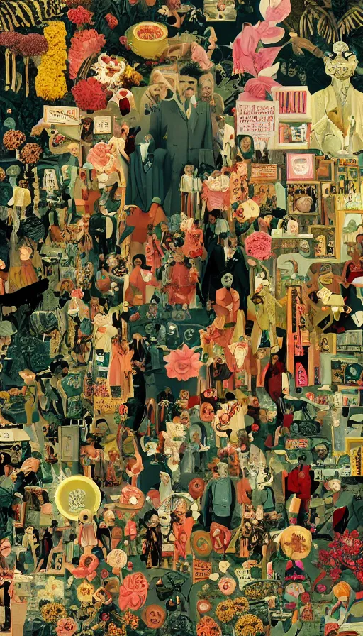 Image similar to life and death mixing together, by wes anderson,