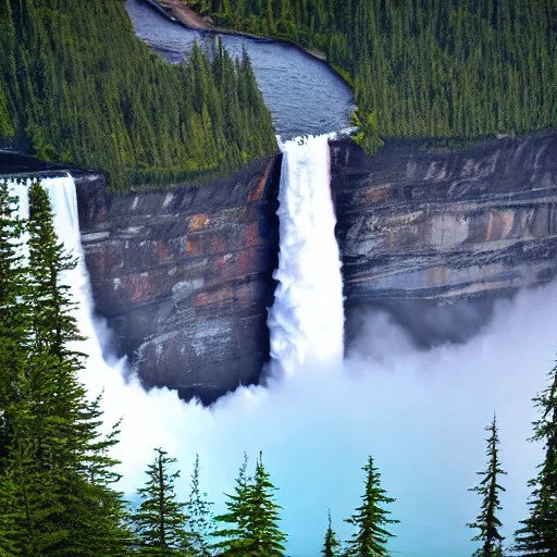 Prompt: boeing 747 over Helmcken falls