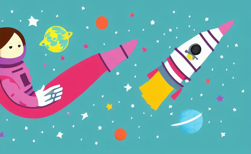 Prompt: illustration of an astronaut lost in space, colorful flat design