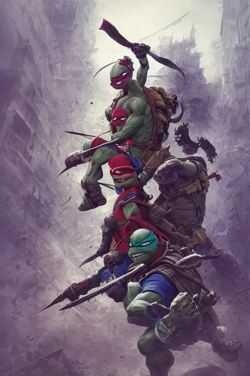 Image similar to teenage mutant ninja turtle, Leonardo, marvel, dark, intricate, highly detailed, smooth, artstation, digital illustration by Ruan Jia and Mandy Jurgens and Artgerm and Wayne Barlowe and Greg Rutkowski and Zdislav Beksinski