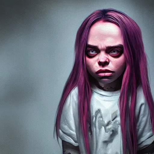 Image similar to painting of billie eilish by michal karcz in the style of chucky