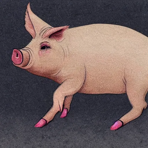 Prompt: pig in the style of muti