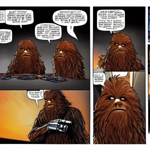 Prompt: iron man fighting chewbacca