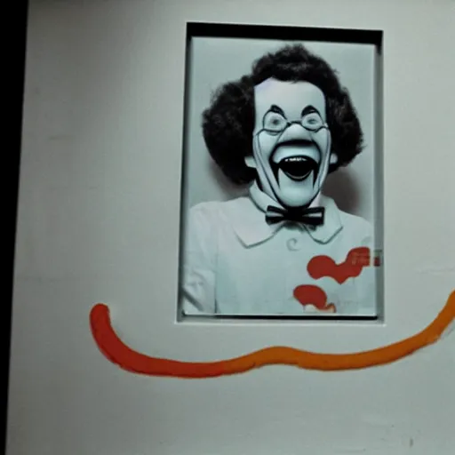 Prompt: Ronald McDonald smiling in a liminal space