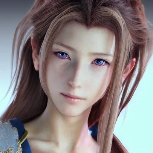 Prompt: a portrait painting of aerith from from final fantasy 7 by master artist yoshitaka amano, marble, gold, unreal engine 5