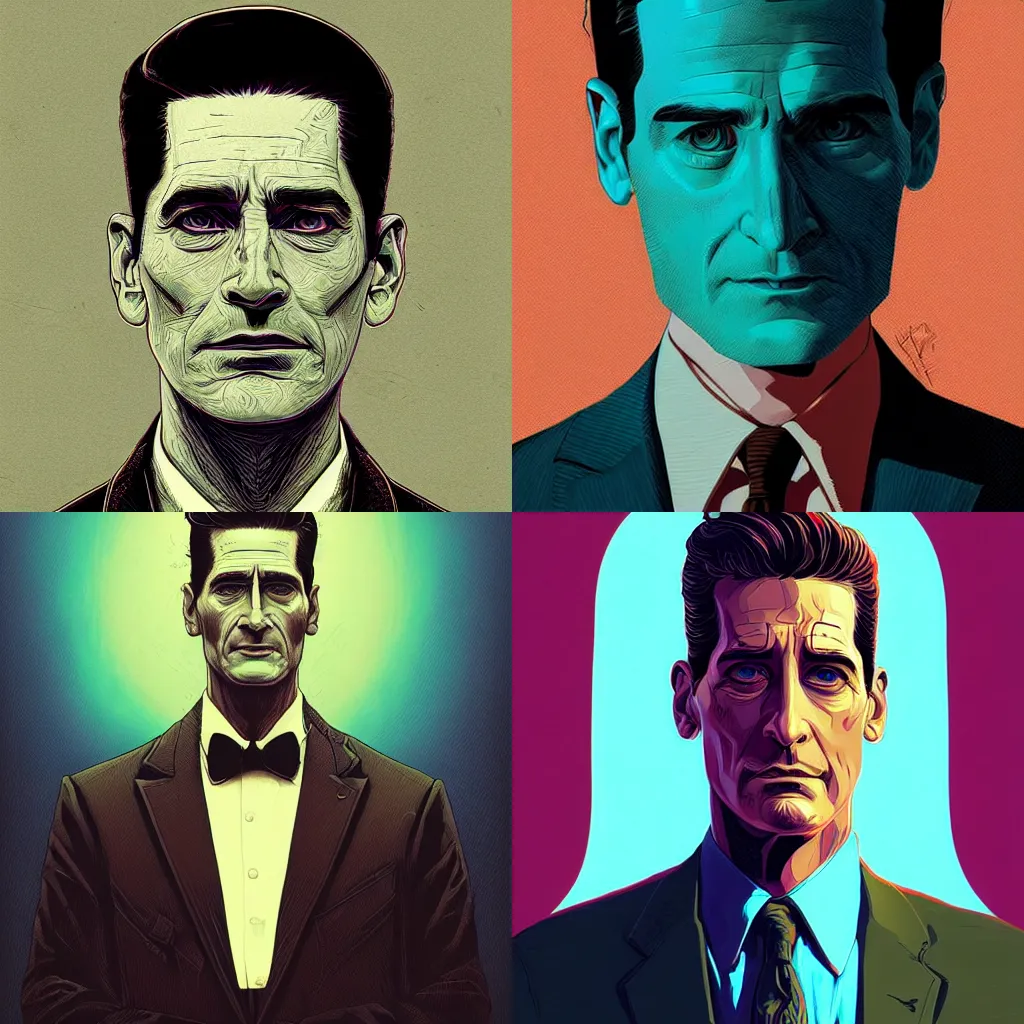 Prompt: Portrait of Dale Cooper by Moebius, Kilian Eng, Deathburger, dan mumford, intricate, elegant, highly detailed, digital painting, artstation, concept art, smooth, sharp focus