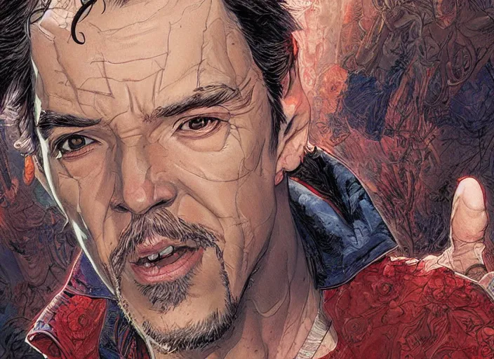 Image similar to a highly detailed ugly portrait of stephen strange, james gurney, james jean