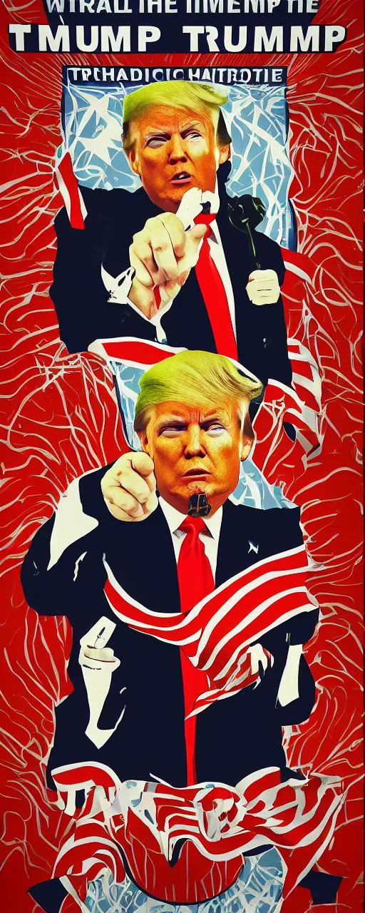 Image similar to donald trump trumpwave apotheosis poster, patriotic, nationalist, stoic, heroic, in the style of propaganda art