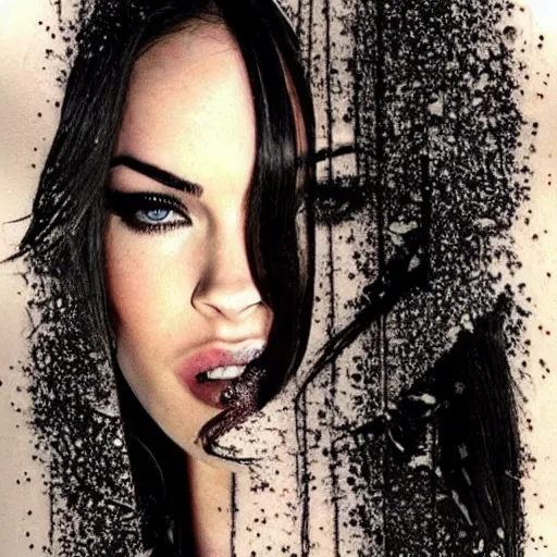 Image similar to megan fox as beautiful mountains, double exposure effect, medium sized tattoo sketch, amazing detail, on pinterest