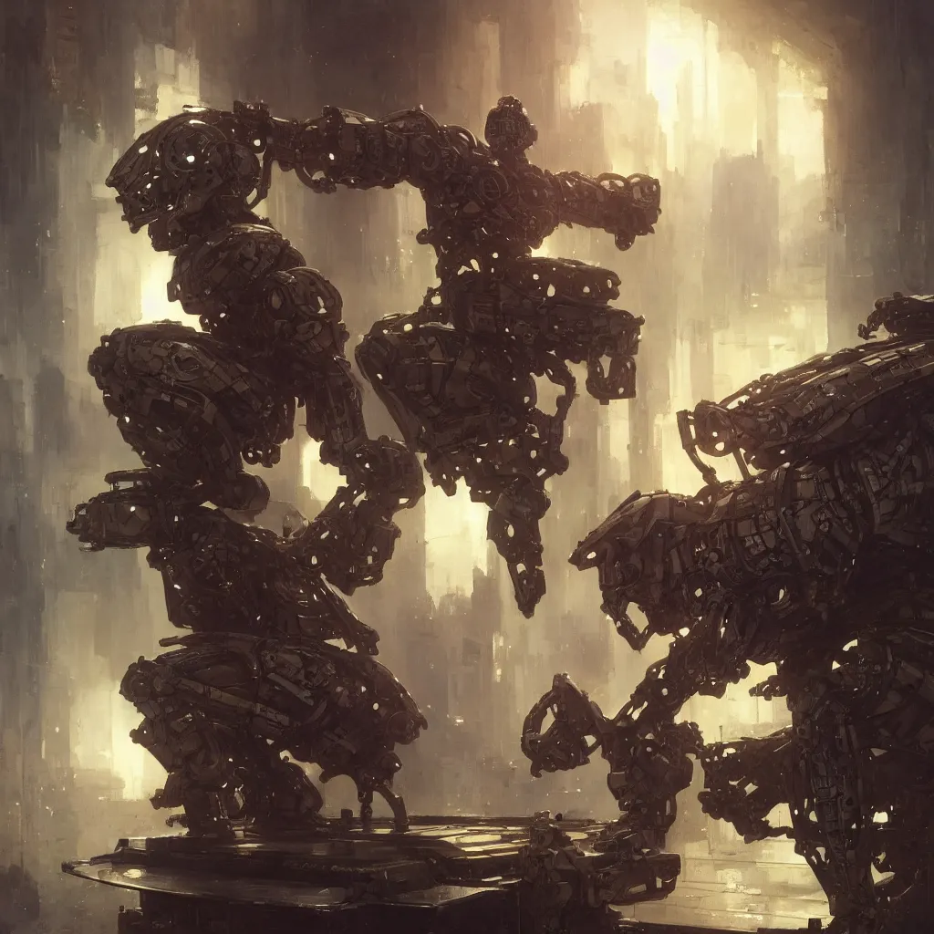 Prompt: cyborg chess pawn on chess board, studio shot, by gaston bussiere, anna nikonova aka newmilky, greg rutkowski, yoji shinkawa, yoshitaka amano, tsutomu nihei, muira, moebius, donato giancola, trending on artstation, featured on pixiv