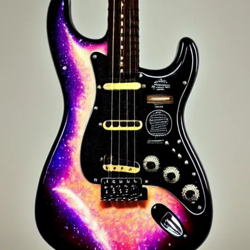 Prompt: Fender Stratocaster that looks like the galaxy, highly detailed