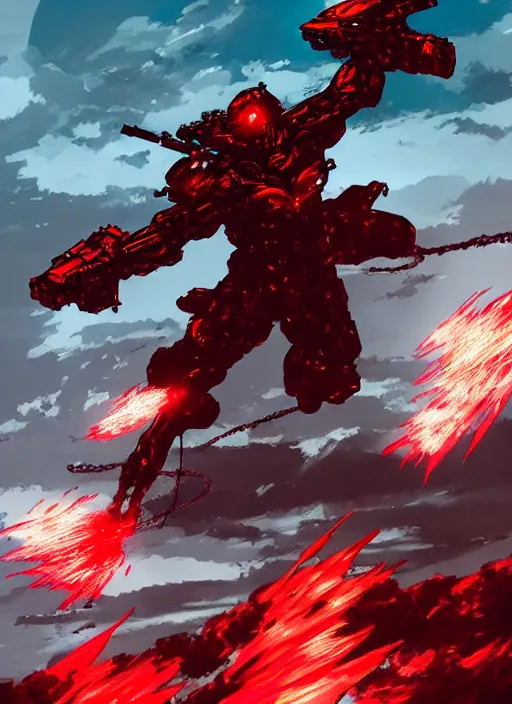 Prompt: red comet in the sky above the sea. in style of yoji shinkawa and hyung - tae kim, trending on artstation, dark fantasy, great composition, concept art, highly detailed, dynamic pose, vibrant colours.