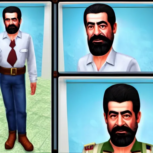 Image similar to saddam hussein as a sims character