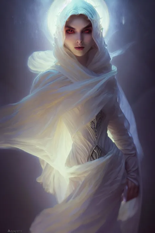 Image similar to photography alexey gurylev, ghostly ghost, mysterious, deep focus, d & d, fantasy, complex, elegant, highly detailed, digital painting, artstation, concept art, matte, clear focus, illustration, hearthstone, artgerm art, greg rutkovsky and alphonse mucha