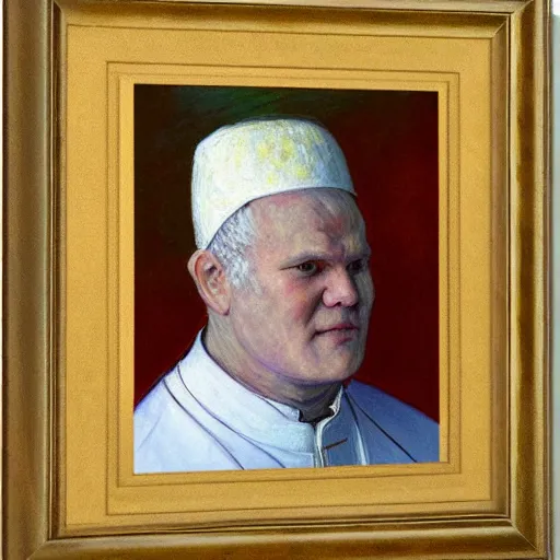 Prompt: portrait of john paul ii wearing white turban with a dome on top by claude monet