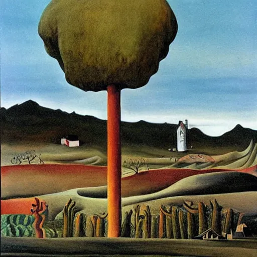 Image similar to A Landscape by Charles Addams and salvador dali