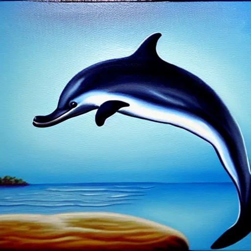 Image similar to detailed oil painting of a dolphin wearing clothes